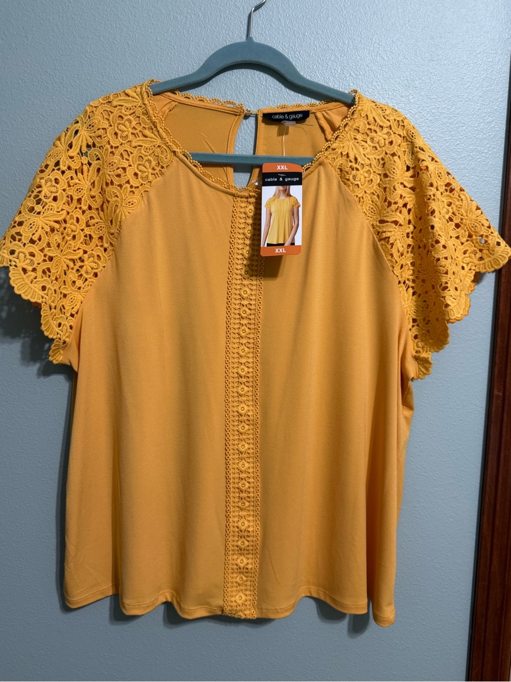 NWT Cable & Gauge Yellow Lace Overlay Blouse Top – XXL